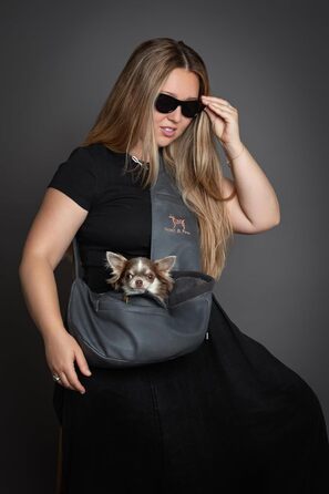 Трансформер для собак Noah & Paw до 5 кг, сумка-переноска з регульованим ремінцем, м'яким хутром, 3 системи безпеки, преміум денім