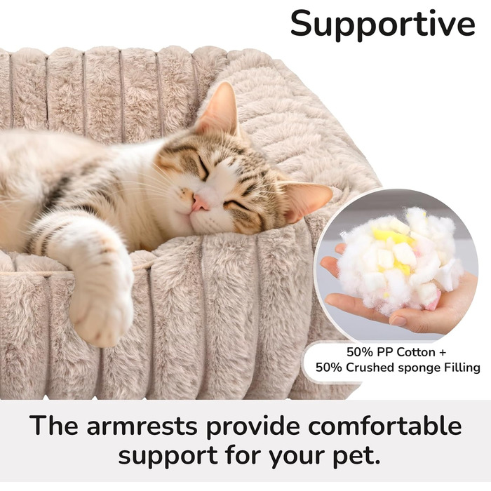 Килимок для котів, Кругле ліжко для кота, Домашнє ліжко для тварин, Ліжко для маленьких собак, Практичний, М'який, З неслизьким дном, Утеплене (50 x 50 см, 60 x 60 x 18 см, Коричневий)