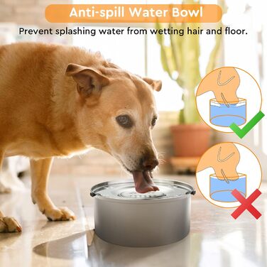 Велика миска для води для собак 3L, не протікає, з нержавіючої сталі, з неслизьким дном, для собак, миска для пиття