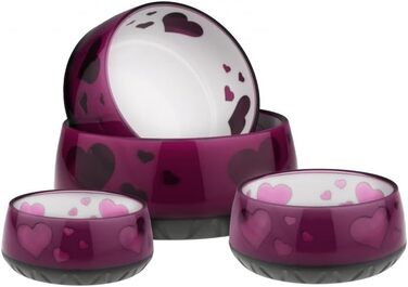 Миска для собак EHASO з сердечками - годівниця та миска для води для собак великих та малих порід (1800 мл, баклажан)