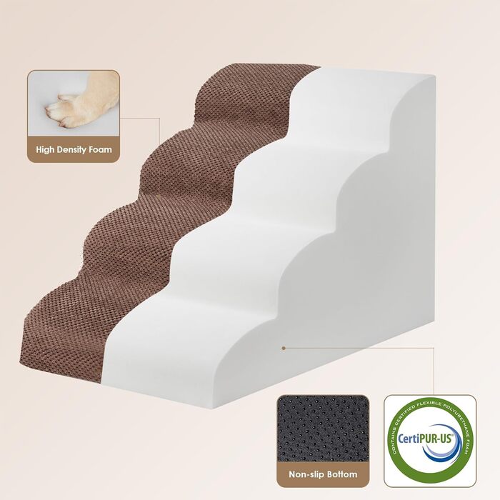 Сходинки для собак EHEYCIGA: 50 см, 4 сходи, з антиковзким покриттям, для маленьких собак, сірий (50 x 40 x 72 см)