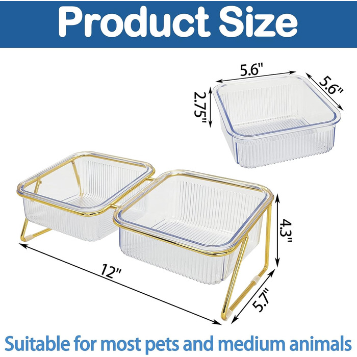 Підвищені миски для котів, набір годівниць для котів з підставкою з заліза, нахил 15°, преміум-якість