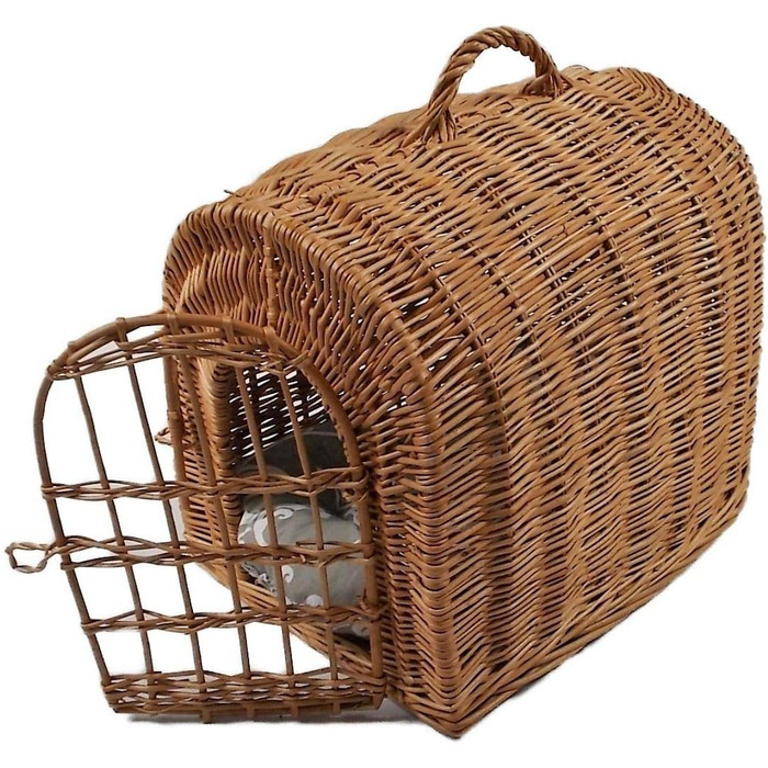 Транспортний кошик з плетива з подушкою 40x32x40 см, клітка для кота/собаки