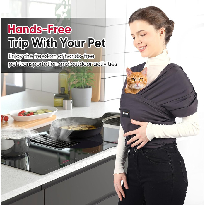 NATUYA Сумка-переноска для собак, легка, для цуценят, проти тривоги, регульована, преміум-якість, Sling Warp (Драк Сірий), темно-сірий