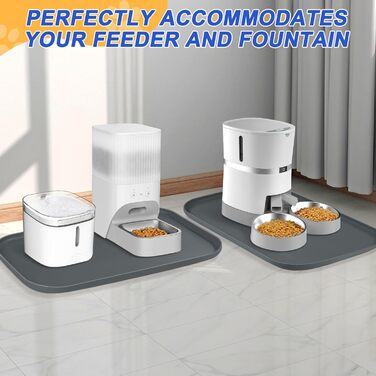 Силіконовий килимок для годівлі домашніх тварин з піднятим бордюром для корму та води, миски для собак, миски для котів, підкладка з високим бордюром для підлоги, водонепроникний килимок, гумова підкладка для котів та собак 24x16x0,8 (24 x 16 x 0.8 дюймів