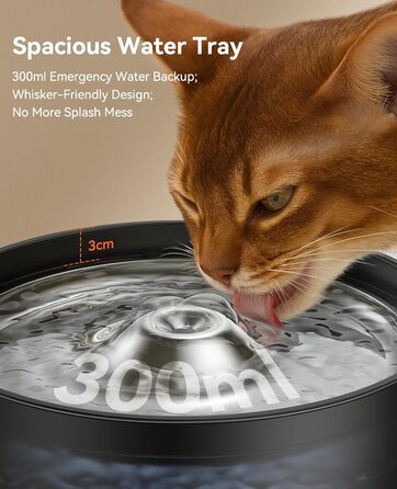 Фонтанчик для котів FEELNEEDY 3L з фільтром з активованого вугілля - фонтанчик для котів з нержавіючої сталі, прозорий резервуар, чорний колір