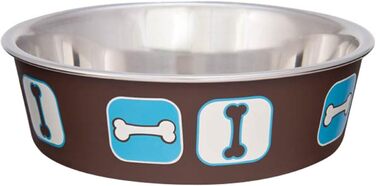 Миска для собак Loving Pets Bella Bowls, нержавіюча сталь, велика, L (350 мл), коричнева/блакитна