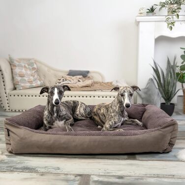 4L Textil Teo: М'яке ліжко для собак, корзина для собак середнього розміру, знімний та пральний чохол (100x80 см, Коричневий)