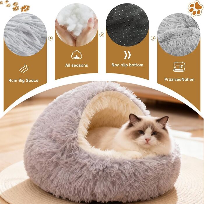 М'яке ліжко для кота, 50 см, затишне котяче ліжечко для маленьких кошенят та великих котів, миється, підходить для собак, тепле зимове ліжко для котів та собак