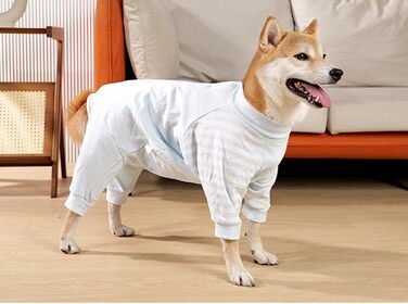 Піжама для собак після операції, боді для собак, анти-витік, довгий рукав, синій, розмір M