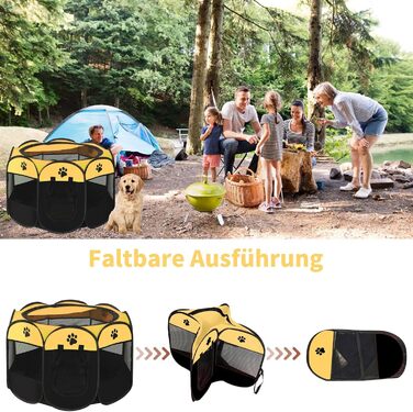 Портативний вольєр для цуценят та тварин, 74x43 см (жовтий)