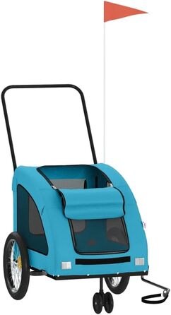 Причіп для велосипеда, переноска для собак, блакитний, Oxford-тканина, сталь, 93988