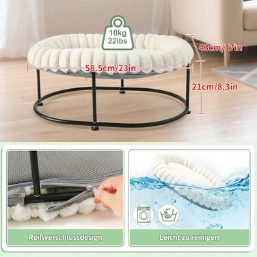 Ліжко-гамак для котів GUUSII HOME, високе, для великих котів, біле, 58.5x43x21 см