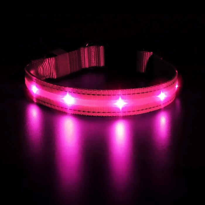 Світлодіодне нашийник для собак Masbri: безпечний, водонепроникний, з підзарядкою, рожевий (XS)