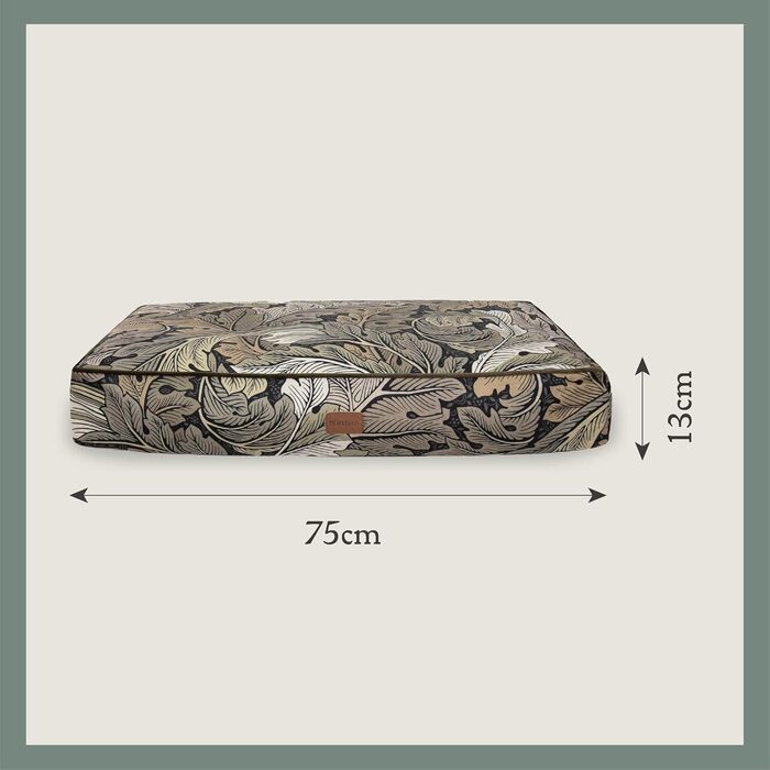 Матрац для собак Rosewood x Morris & Co. великого розміру, бордовий колір, товсте наповнення, неслизьке дно, можна прати, з принтом William Morris (Acanthus), середній розмір
