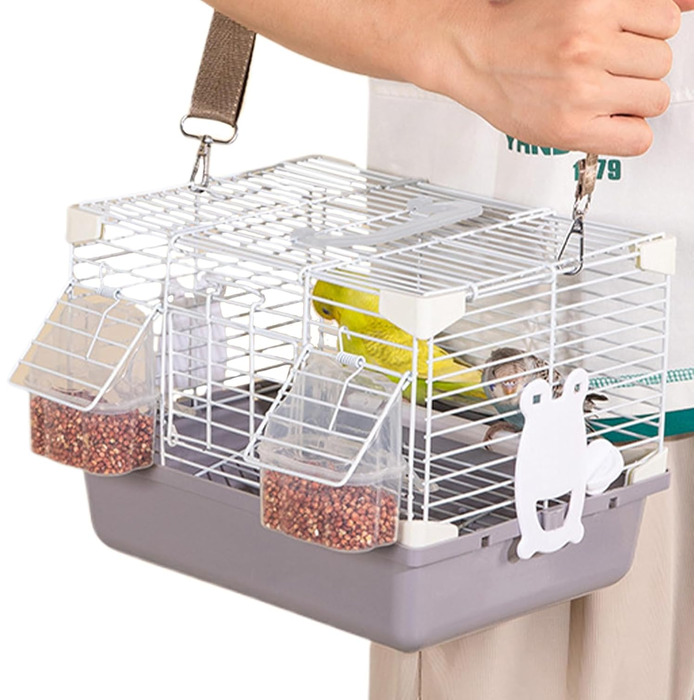 Транспортна переноска для птахів Vogeltransportbox - зручна та міцна переноска для хвилястих попугаїв, корел, та інших дрібних птахів (сіра)