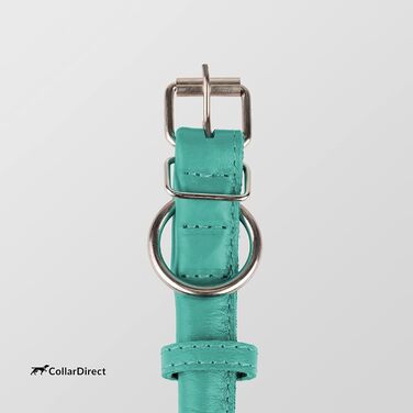 Шкіряний нашийник для собак CollarDirect, круглий, м'який, з роллом, ручної роботи, справжня шкіра, чорний, червоний, фіолетовий, синій (м'ятний), 15-18 см