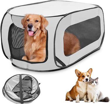 Переносний вольєр для собак та котів у машину, складаний вольєр для тварин, дихаюча сітка для дому, вулиці, кемпінгу, подорожей, вольєр для тварин