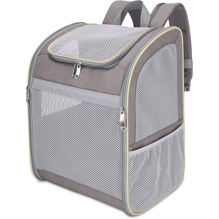 Рюкзак-переноска для собак та котів ALLSOPETS, рюкзак для тварин з безпечним ременем, світловідбиваючими смугами, для подорожей (Хакі)