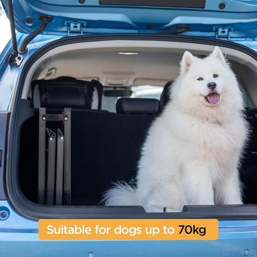 Рампа для собак Hakuna Pets Deluxe з алюмінію - портативна складна рамка для автомобілів, SUV та ліжок - неслизька поверхня для великих та маленьких собак - підтримує до 68 кг - легка та міцна