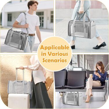 Транспортна сумка для кота та собаки, 45x30x30 см. Складана, дихаюча переноска для тварин для подорожей на авто.