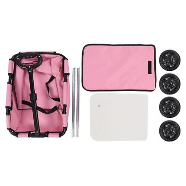 Візок для собак до 12,9 кг, універсальний для собак та котів, складаний, 4 колеса