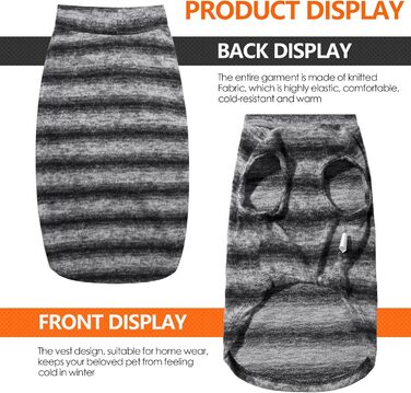 Тепла зимова жилетка для великих собак, флісова жилетка, тепла жилетка для собак, жилетка для холодної погоди, осінь-зима, розмір M, XL (Обхват грудей: 66-76 см, сіра в смужку)