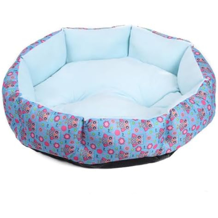 Кругле ліжко для собак та котів, плюшеве, з бавовни PP, зручне, миється, для великих та маленьких тварин (L, Сова) L Сова