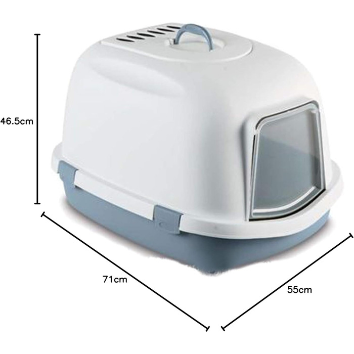 Лоток для котів Stefanplast Super Queen, 55 x 71 x 46,5 см, сталево-блакитний