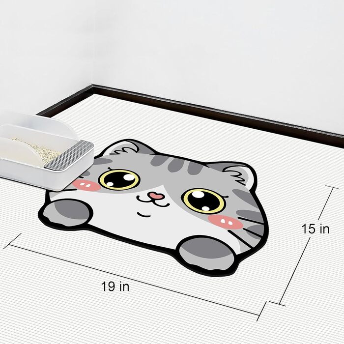 Килимок під миску для котів, сірий, 48,3 x 38,1 см - вбираючий, легко миється, швидко сохне