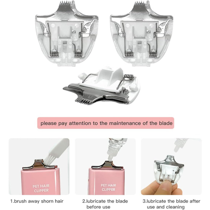 Професійна машинка для стрижки собак та котів, акумуляторна, бездротова, набір лез (3 шт.)