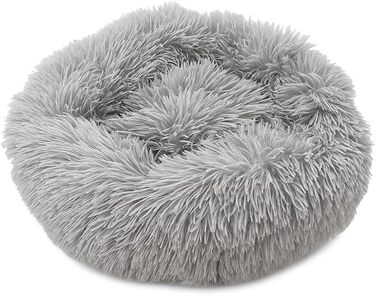 М'яке ліжко для собак та котів Donut, кругле, світло-сіре, Ø 40 см, з плюшу, миється, не слизьке