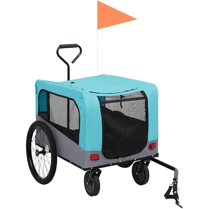 2-в-1 Причіп для велосипеда для собак та візка, блакитний та сірий, для собак та котів