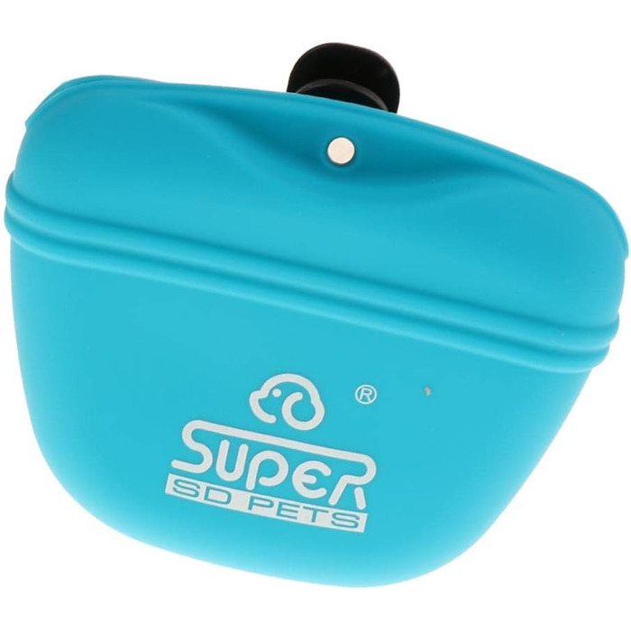 Сумка для дресирування собак з силікону, блакитна. Зручна для винагороди та перенесення ласощів. З кріпленням на ремінь. 3 кольори на вибір.