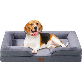 Ортопедичне ліжко для собак середніх та великих порід 109x84x21 см, високощільна піна з високим пружним ефектом, знімний водонепроникний чохол, зручне та антиковзаюче, темно-сірий колір