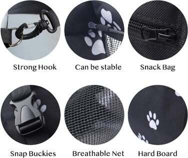 Автокрісло для собак, водовідштовхувальне, дихаюче, для малих та середніх порід, безпечне, миється, переноска для тварин (рожевий, кістка)