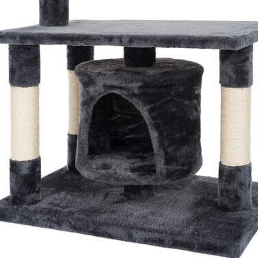 Драбина-кіготь для котів JAMAXX H-90cm з ігровим м'ячем та плюшевою платформою (сірий)