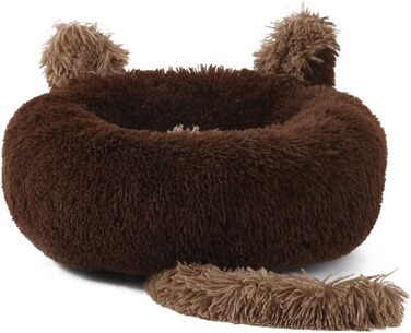 М'яке ліжко для собак та котів з плюшевим коржем, 50 см, колір кава