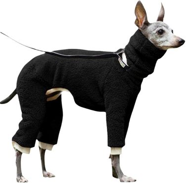 Зимовий теплий пуловер для собак, піжама для чотирилапих, теплий пуловер Greyhound з флісу, вітрозахисний, чорний, XXL