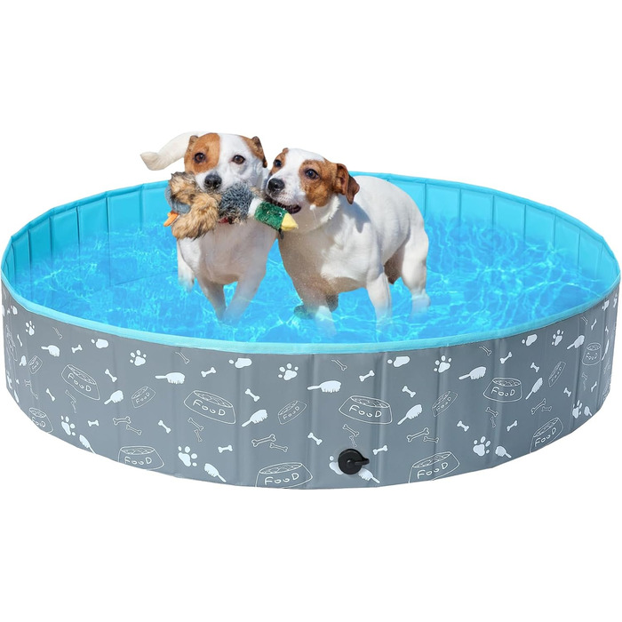 Складаний басейн для собак COMSLE, 120x30 см, сірий, екологічний PVC, для великих і малих порід