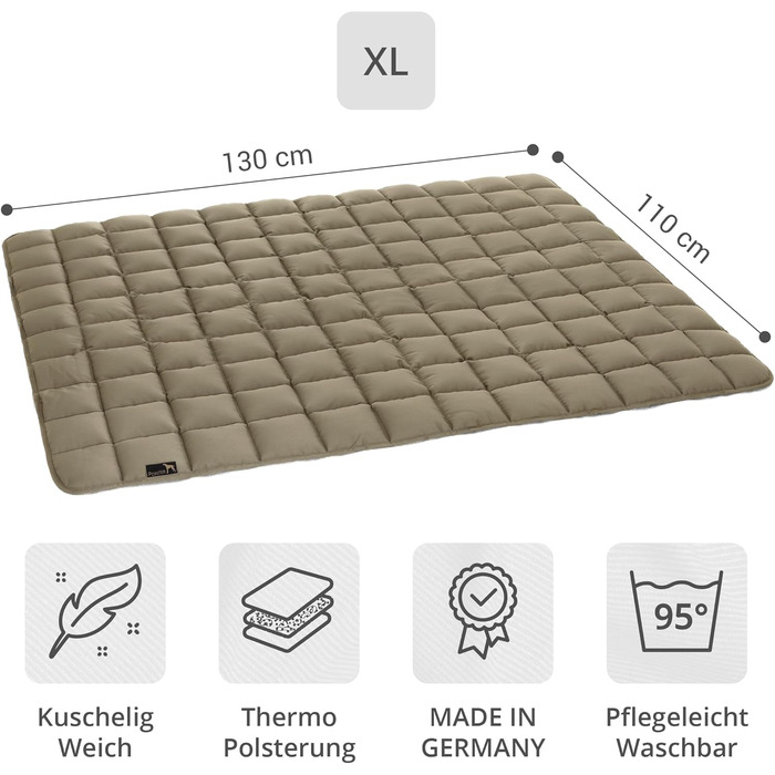 Килимок для собак Pointer 130x110 см, м'який та зносостійкий. Легко миється до 95°C. Захист для підлоги та дивану. Підходить для вулиці (XL, золотисто-коричневий)