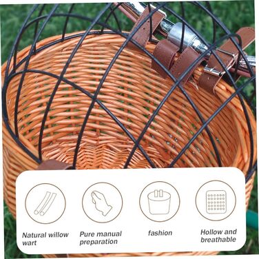 Велосипедний кошик для собак та котів – безпечний, знімний, з плетеним кошиком, 11 x 8 x 9,8 x 13 см