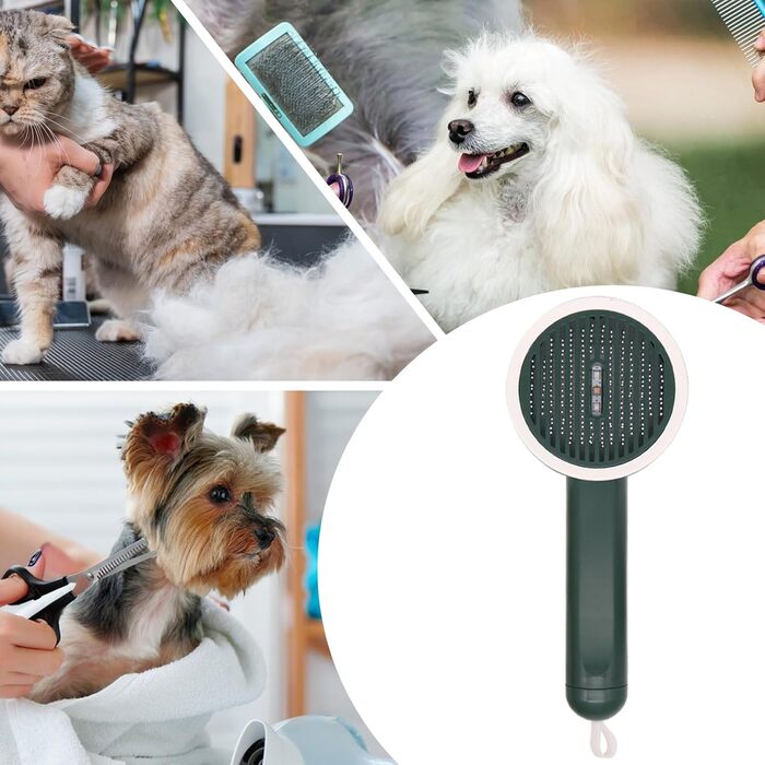 Зубна щітка для тварин | Щітка для видалення шерсті цуценят | Ергономічна щітка для грумінгу з функцією UV, кнопкою розблокування для щоденного догляду за шерстю тварин, зелена