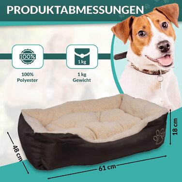 Крісло-ліжко для собак: м'яке, зручне, 61x48x18 см. Крісло для собак з флісу та нейлону, легко миється, підходить для маленьких та великих собак (Бежево-коричневе)