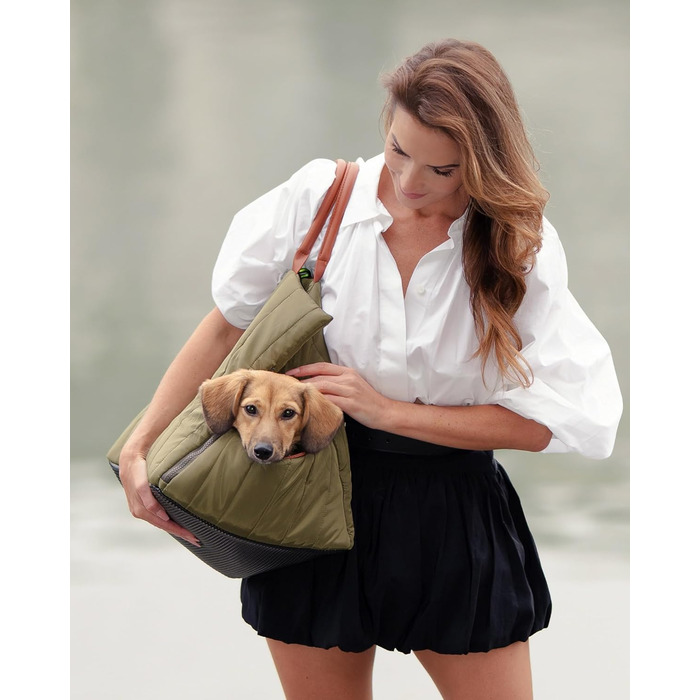 Чорничний собачий рюкзак Flying Dog Sunny 3-в-1: переноска, автокрісло та лежак для собак до 10 кг, оливковий колір