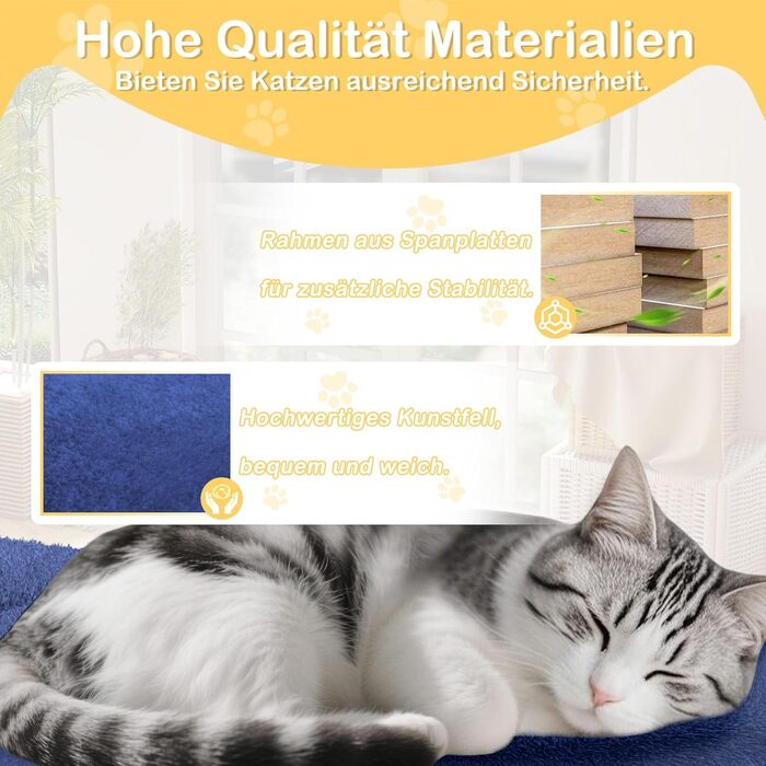 Драбина-кіготь для котів Naizy K1138, XXL, 49x41x93 см, з сизалевими стовпчиками та будиночком, блакитна