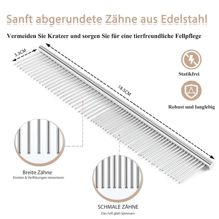 Набір щіток та гребінців Slicker для великих собак з довгою шерстю – щітка для розплутування з пінами 22 мм для Голден Ретріверів, Пуделів, Дудлів та котів – професійний догляд за шерстю з дерев'яною ручкою та шкіряним чохлом. Покриття лаком.