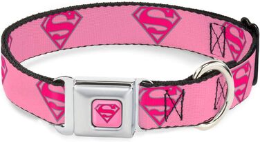Нашийник для собак Buckle Down Superman Shield рожевий, 22,9–38,1 см
