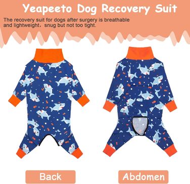 Комбінезон для собак Yeapeeto, 7XL, блакитний, для відпочинку, захист від вилизування, алергії, випадання шерсті, альтернатива конусу