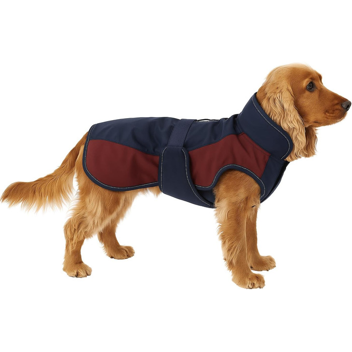 Зимовий теплий нашийник для собак Flamingo Eiberg – какі та темно-синій – 40 см – поліестер, дихаючий, водовідштовхуючий, з PU-покриттям, з животом-ременем, з отвором для повіки, світловідбиваючий